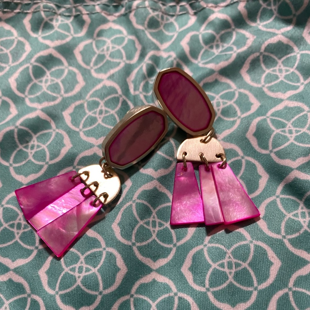 Kendra Scott Pink Shell Dangle Earrings